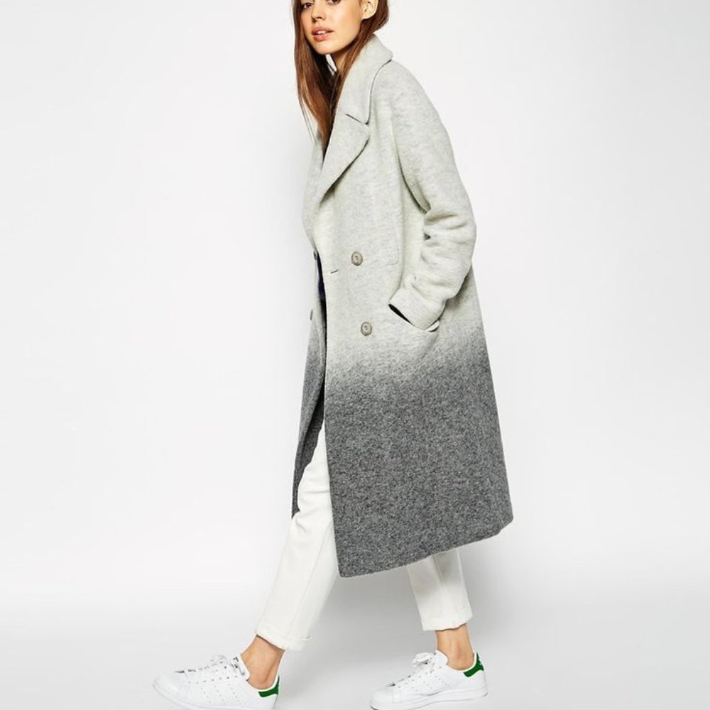 ASOS Oversized Coat in Gray Ombre Boiled Wool